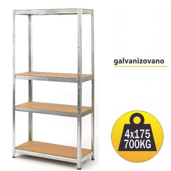 Polica sa 4 visinski podesiva nivoa Nosivost 700kg 180x90x40cm 54538
