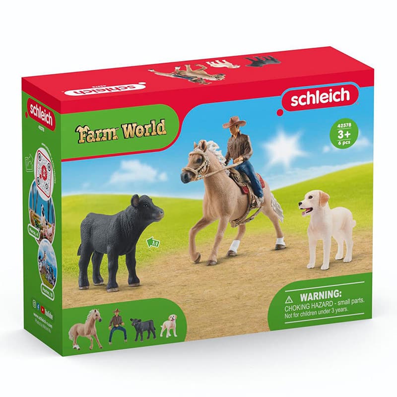 Schleich figure Domaće životinje - Kauboj i tele 42578