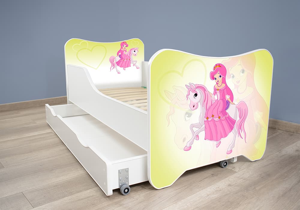 Dečiji krevet sa fiokom, dušekom i podnicom 168x80 cm Happy Kitty Pony