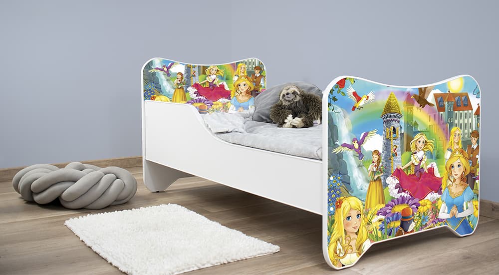 Dečiji krevet sa dušekom i letvicama 140x70 cm Happy kitty Princesses