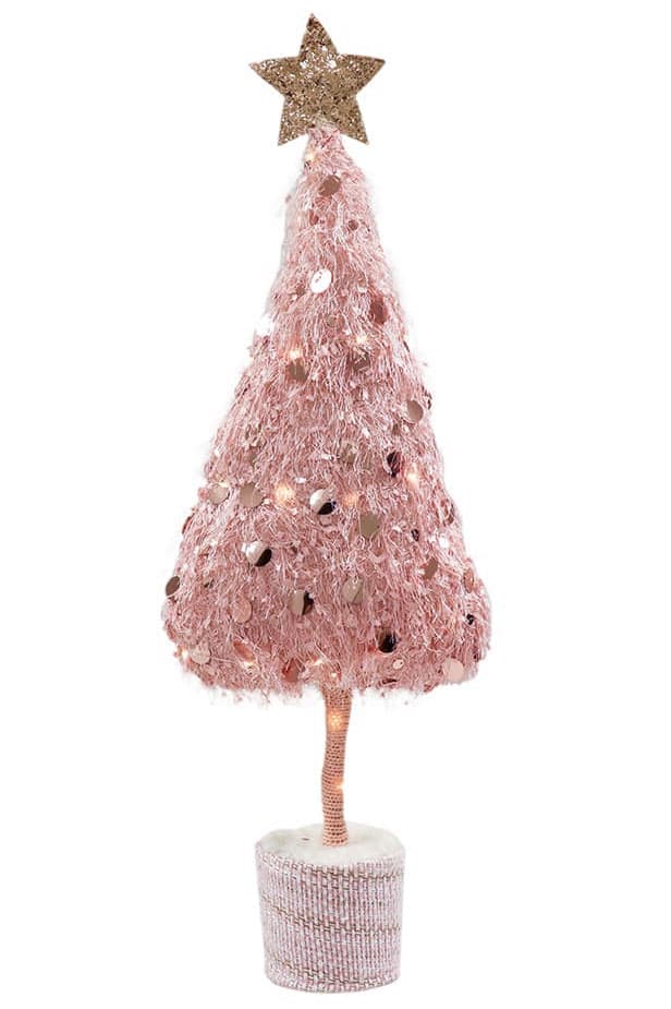 Svetlucava roze jelka u saksiji 70 cm