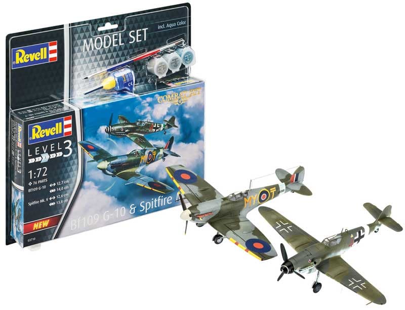 Revell Komplet za sklapanje borbenih aviona Messerschmitt Bf109G-10 i Spitfire Mk.V 1:72 63710