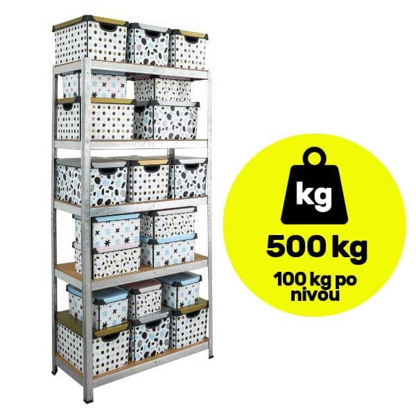 Metalna polica velike nosivosti 5x100kg 180x90x50cm