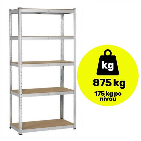 Metalna polica velike nosivosti 5x175kg 180x90x35cm