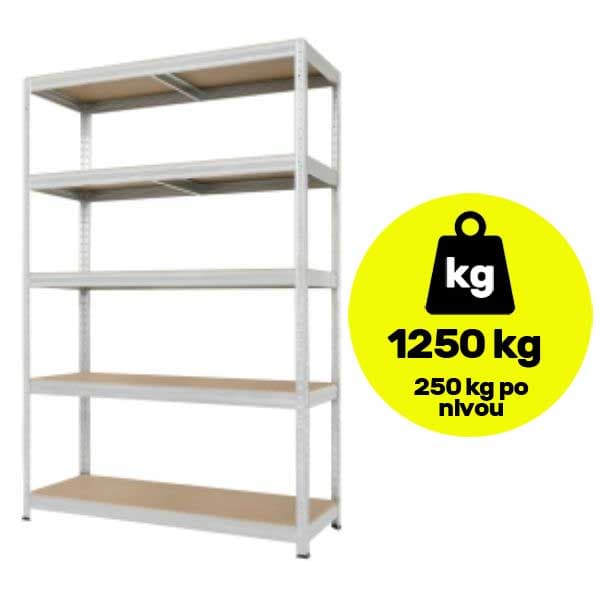 Metalna polica velike nosivosti 5x250kg 180x120x45cm
