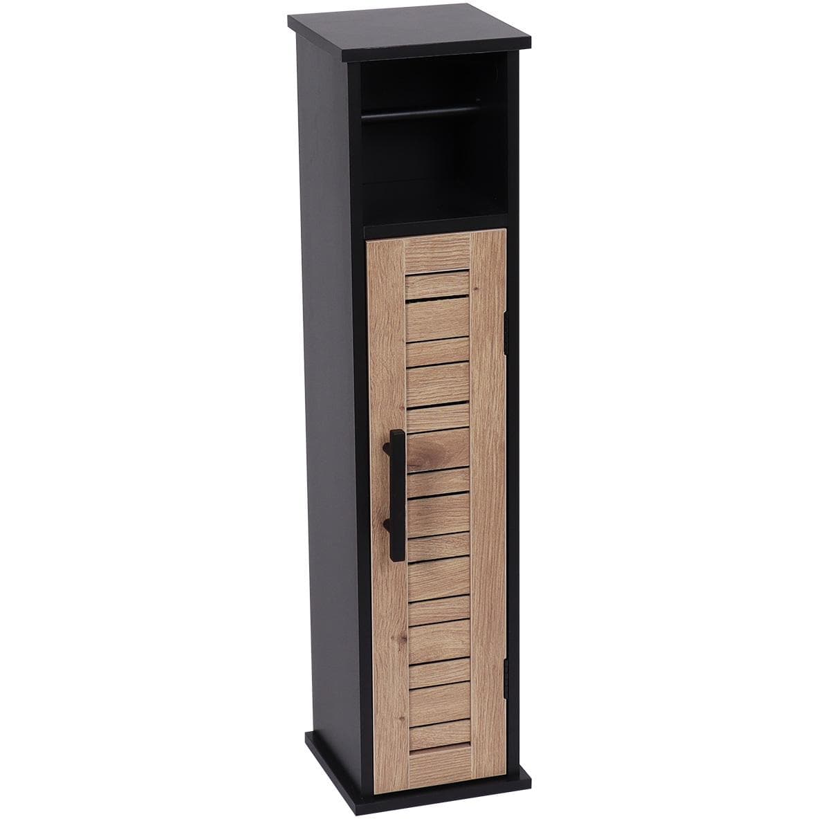 Tendance Držač Toalet Papira Sa Policom Bergen 18x18x75 Cm Mdf Crno Wood