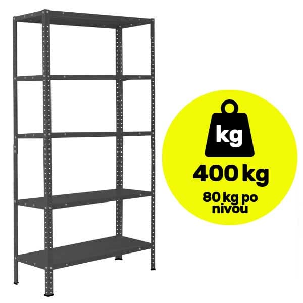 Montažna metalna polica velike nosivosti 4x80kg 188x90x30cm