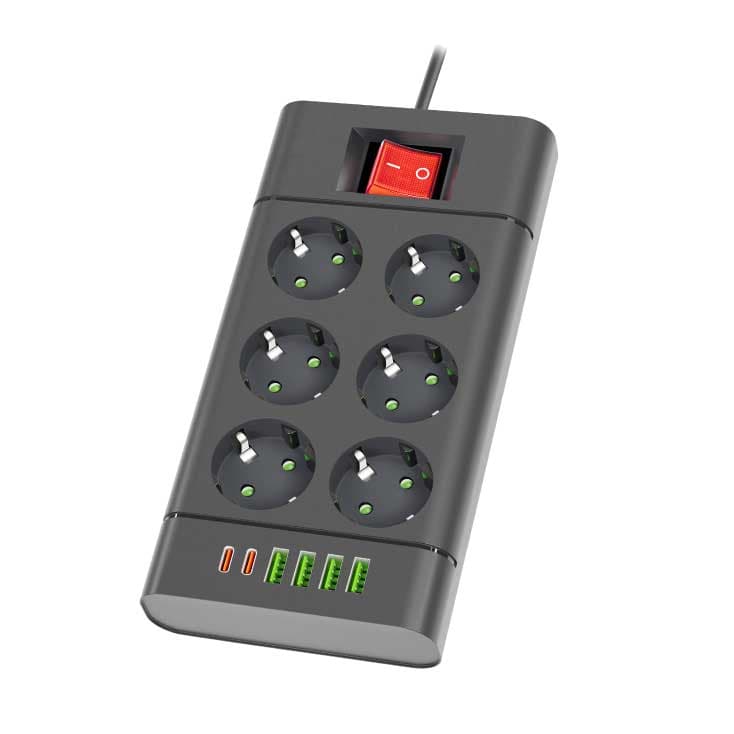 Produžni kabl sa 6 mesta 2m sa USB-A i USB-C utičnicama NV614U-2/BK