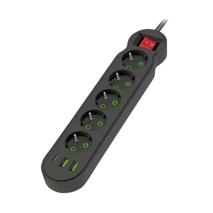 Produžni kabl sa 5 mesta 2m sa USB-A i USB-C utičnicama NV554U-2/BK