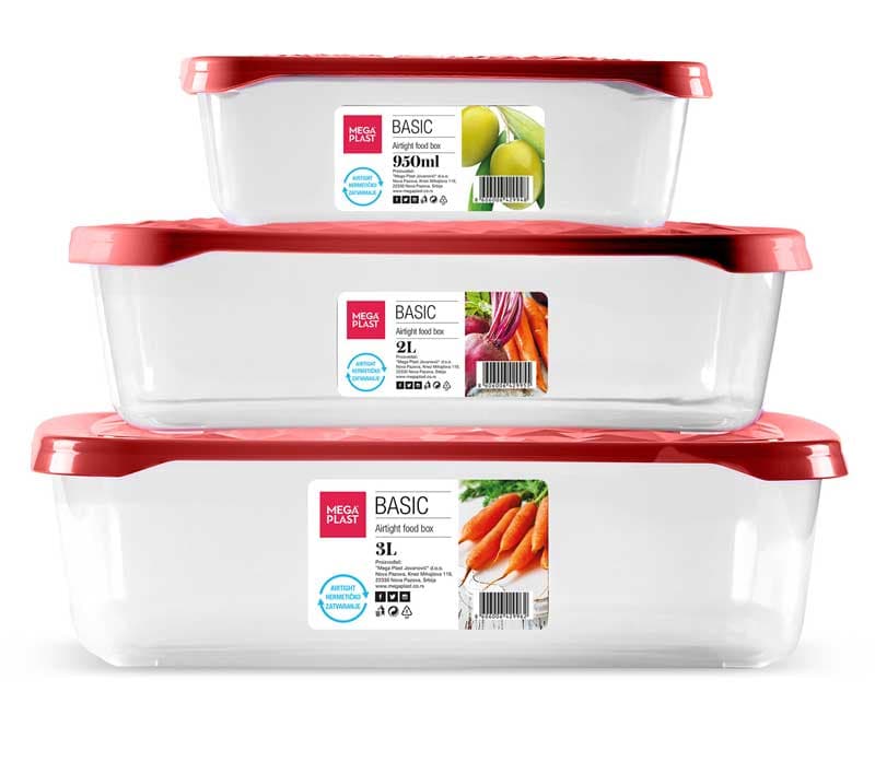 Komplet pravougaonih kutija za hranu sa poklopcima 3kom. Frigo Frozen