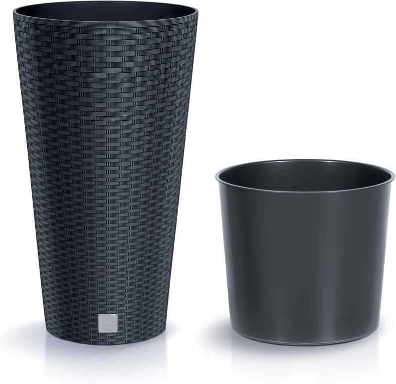 Visoka saksija sa uloškom V58cm Ratan Look Antracit