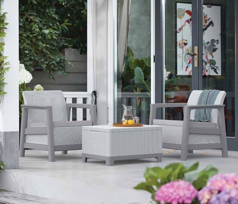 Keter Scandi Linea Balcony Set sa Box stolom Siva