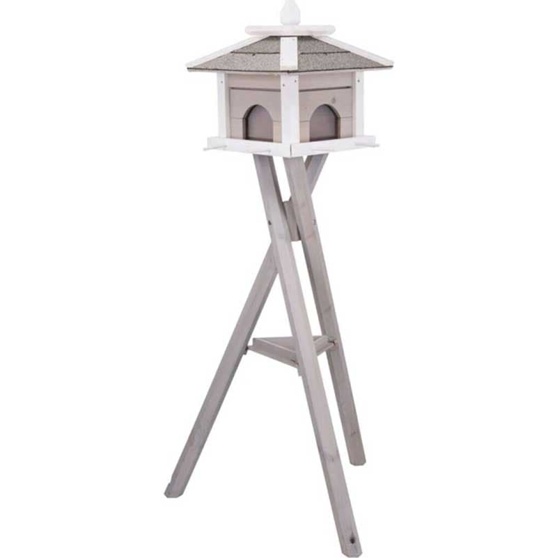 Velika hranilica za ptice na postolju 1.35m Drvena kućica Natura grey/white Trixie 55810