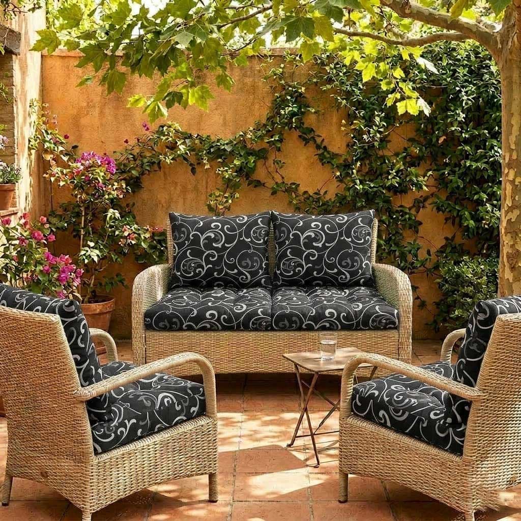 Jastuci Za Baštensku Garnituru - Dvosed 120cm i Dve Fotelje BLACK ORNAMENT