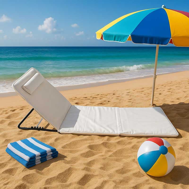 Sklopiva ležaljka za plažu sa podesivim naslonom Bež