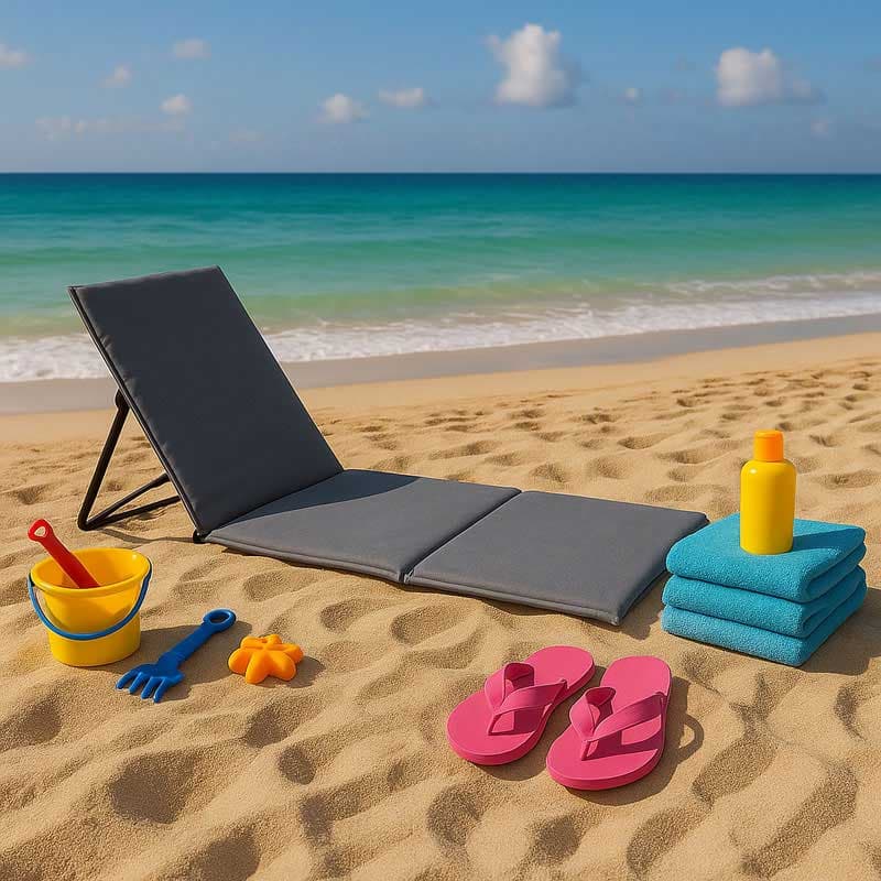 Sklopiva ležaljka za plažu 150x52cm Siva