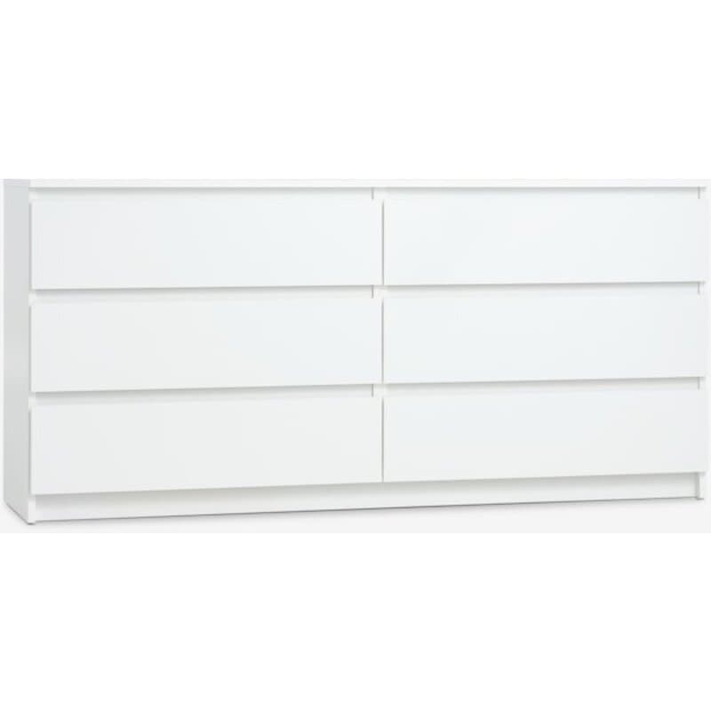 Komoda 3+3 fioke, bela, 153x72x40 cm