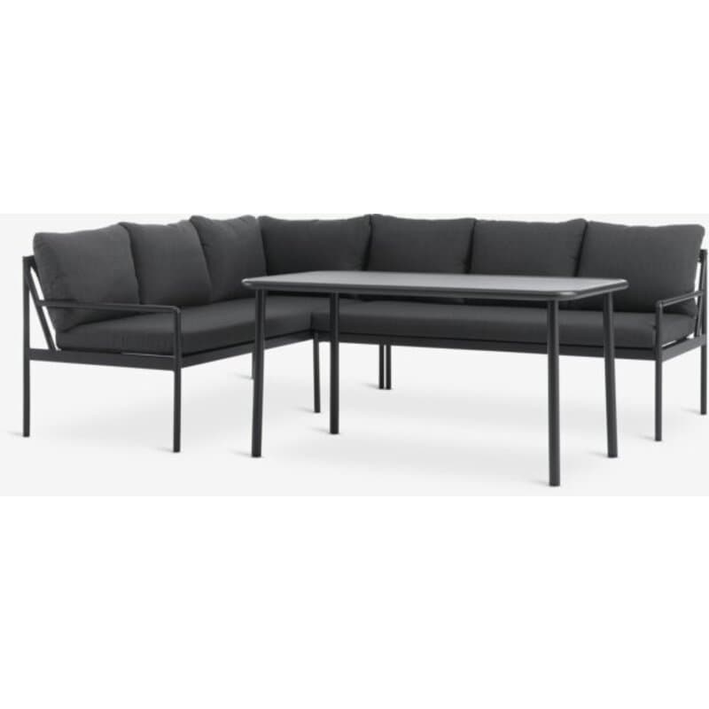 Lounge ugaona garnitura, 6 osoba, crna