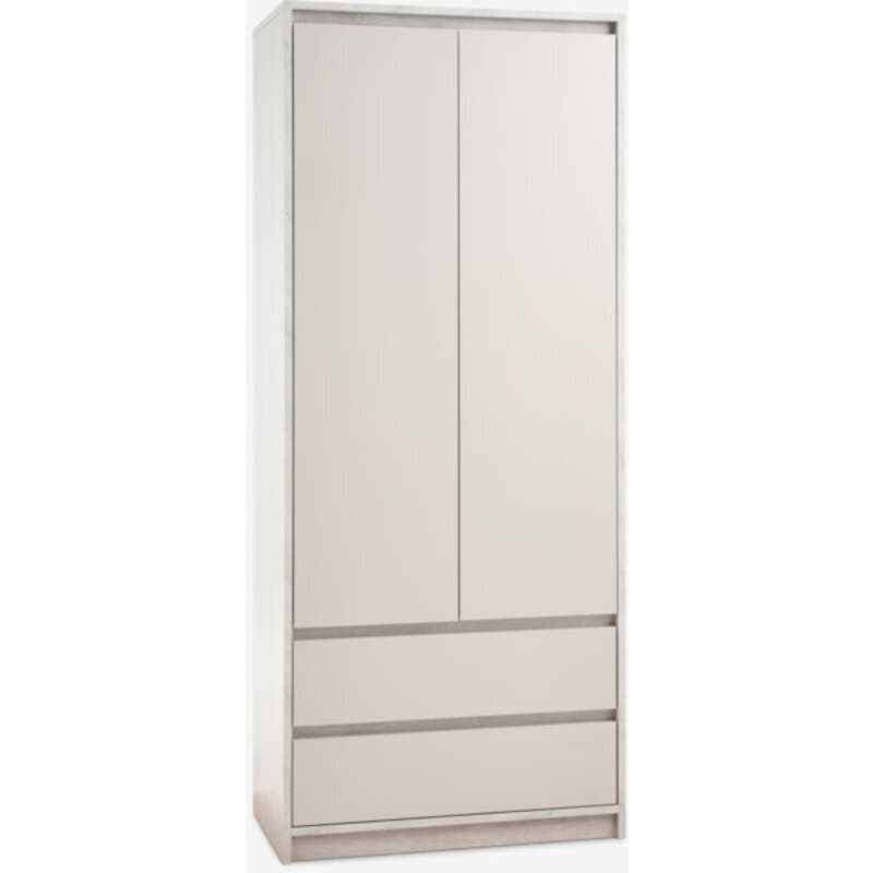 Ormar 80x193 cm, 2 vrata i 2 fioke, travertin/bež