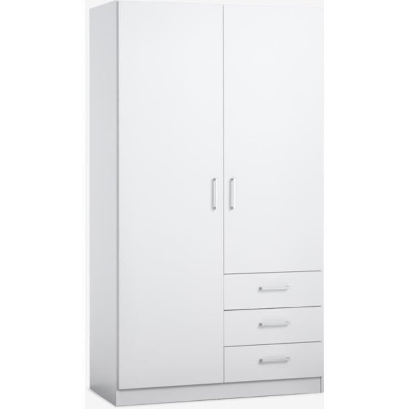 Ormar 97x176 cm, 2 vrata, 3 fioke, bela