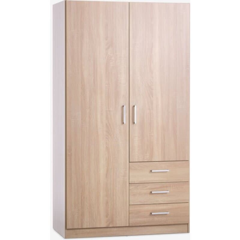 Ormar 97x176 cm, 2 vrata, 3 fioke, svetao hrast