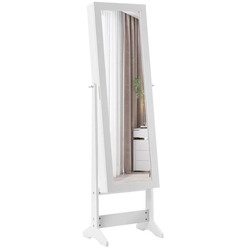 Samostojeći ormar sa ogledalom za nakit 144cm, Beli