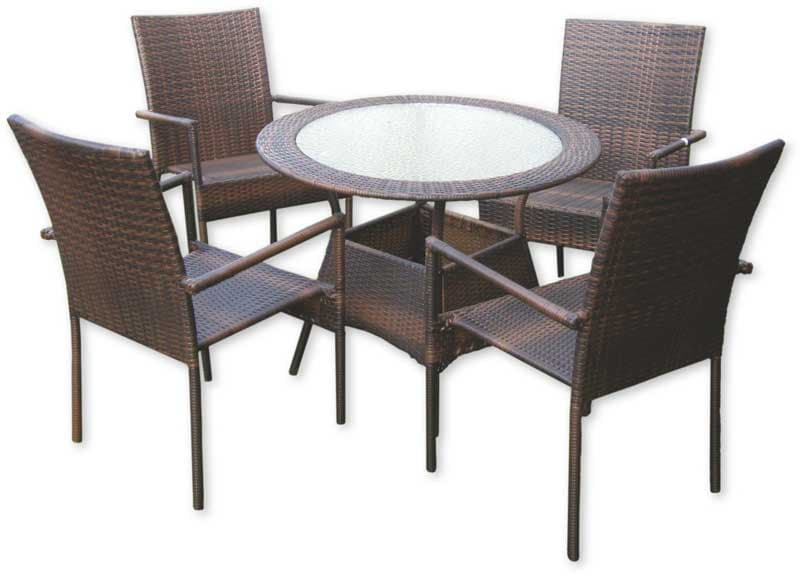 Garnitura Od Wicker Ratana Sto + 4 Stolice - Torino