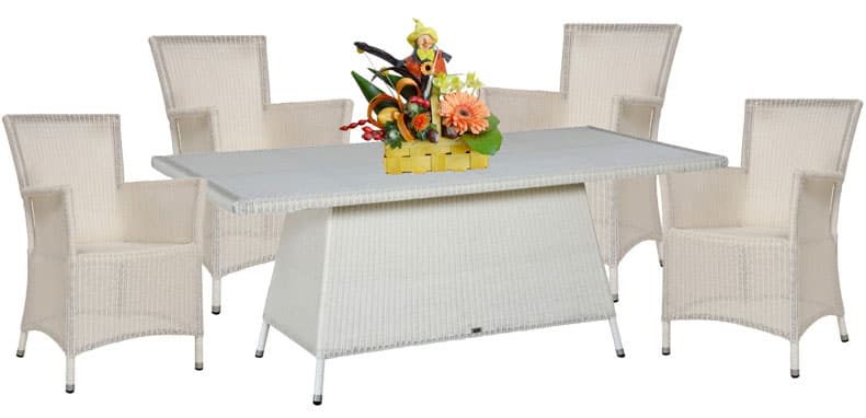Garnitura Od PP Ratana Lucrezia Vanila White 4 Fotelje + Sto