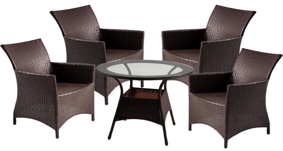 Klub Garnitura od Wicker Ratana Sande - 4 Fotelje i Sto