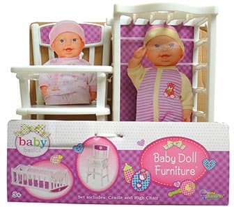 Baby Basics zvučna lutka sa kolevkom i dodacima 23625