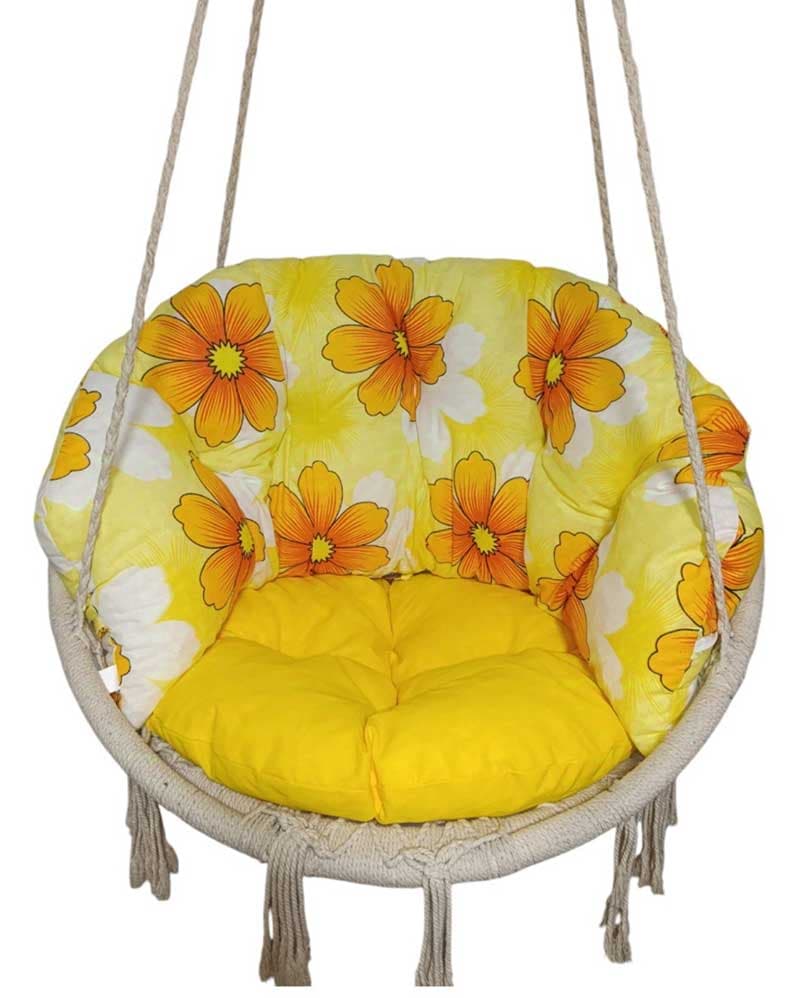 Dvobojni jastuci za makrame ljuljašku Yellow - Yellow flowers