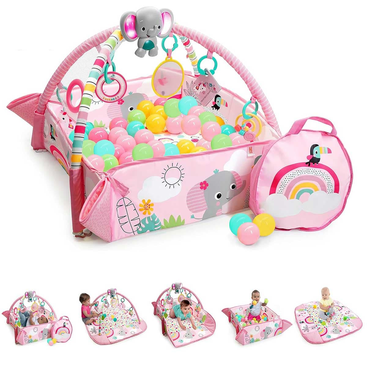 Bright Starts™ Gimnastika za bebe i bazen sa lopticama Rainbow Tropics 12625