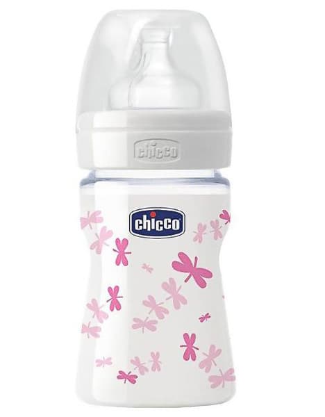 Chicco Staklena Flašica Well Being sa silikonskom cuclom 150ml 0m+ 00070811110000