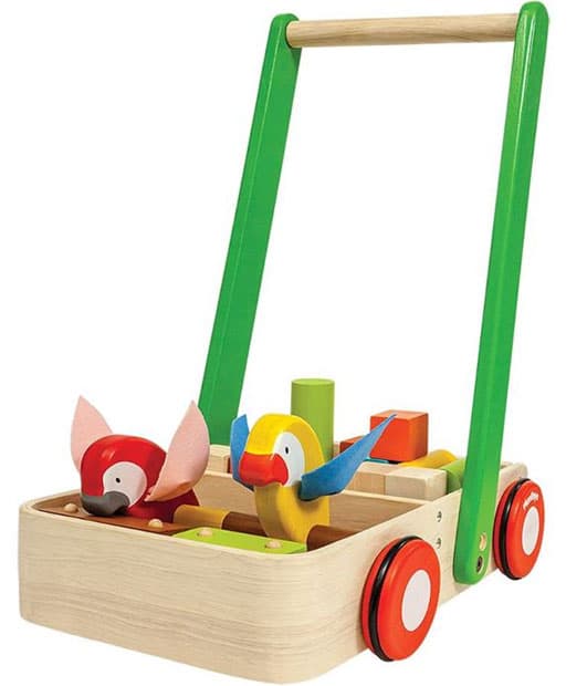 Plan Toys Drvena kolica sa geometrijskim oblicima hodalica Ptice 5176