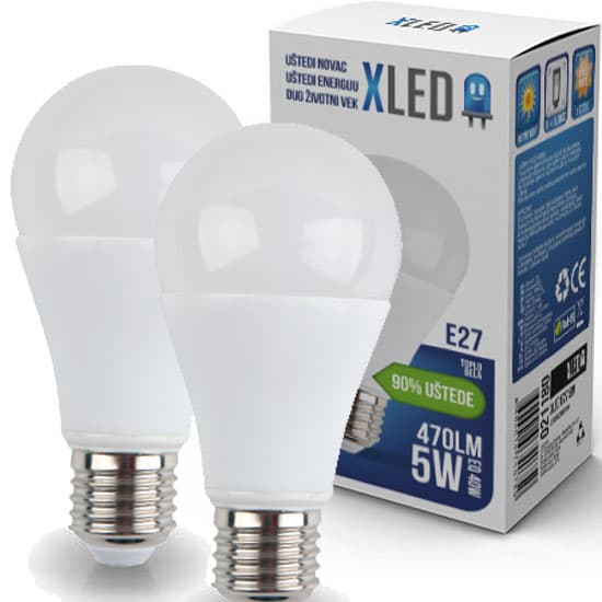 LED Sijalica XLED E27 5W Toplo bela 470Lm 21180 2kom.