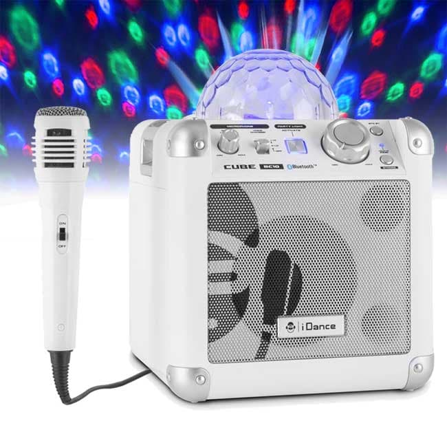 Bluetooth zvučnik sa mikrofonom i disko kuglom iDance BC10 White 025221