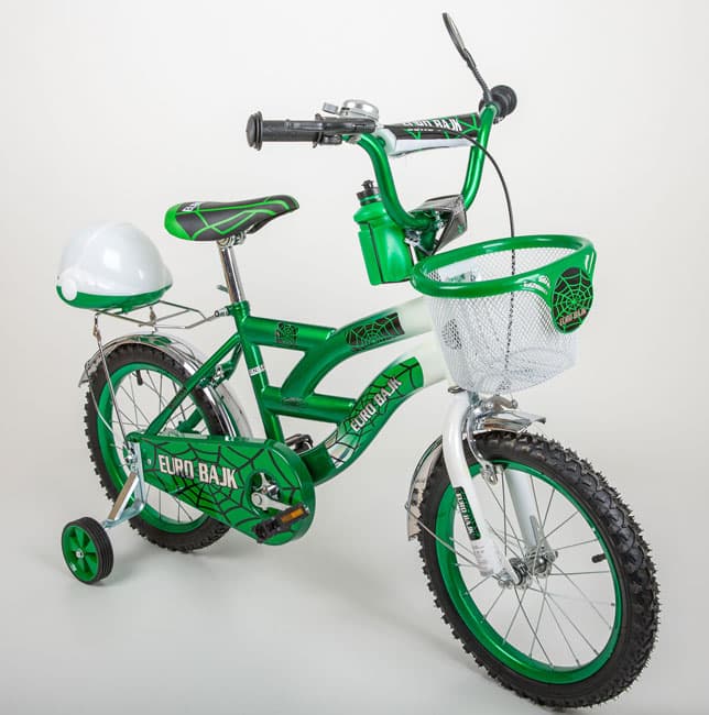 Dečiji bicikl sa pomoćnim točkićima BMX 16 zelena