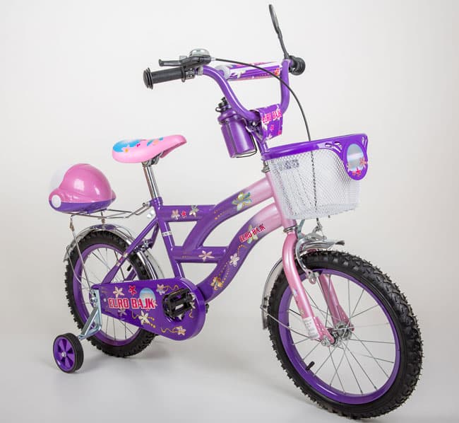 Dečiji bicikl sa pomoćnim točkićima BMX 16 pink
