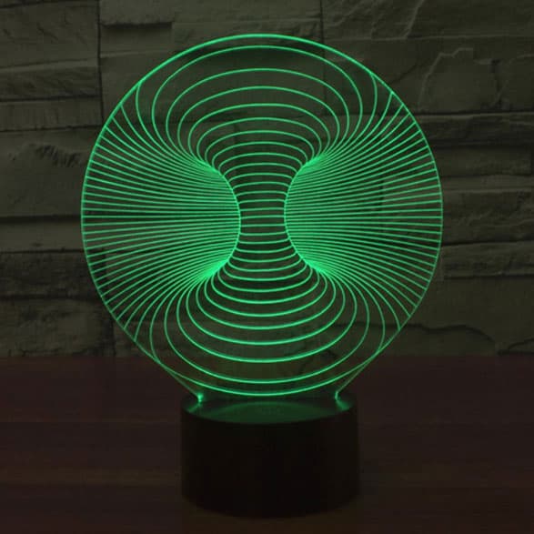 Black Cut 3D LED Lampa Green Vortex