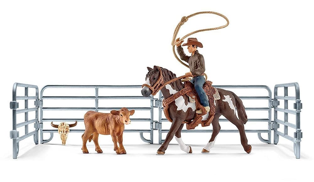Schleich Figure Domaće životinje - Rodeo - Kauboj sa lasom na konju 41418