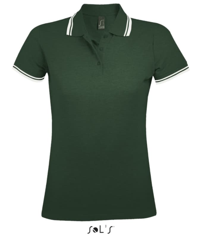 Sols Pasadena Ženska majica sa kragnom vel. L Forest Green/White 00578