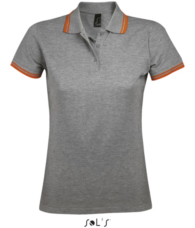 Sols Pasadena Ženska majica sa kragnom vel. M Melange Grey/Orange 00578