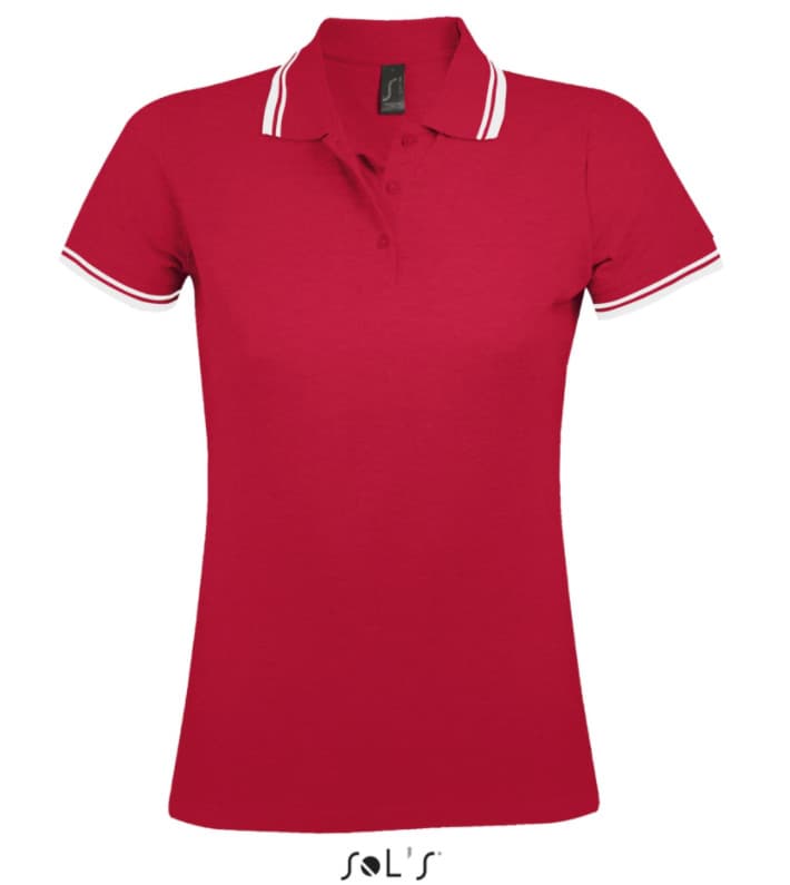Sols Pasadena Ženska majica sa kragnom vel. XXL Red/White 00578