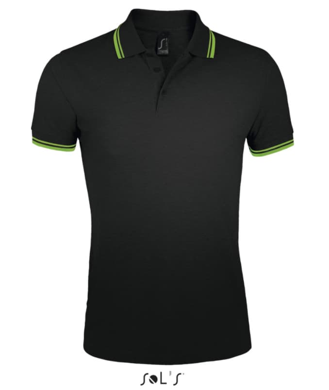 Polo majica za muškarce veličina S Sols Pasadena Black/Lime 00577