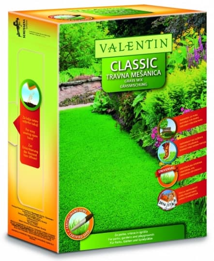 Seme za travu Valentin Classic 1kg - za dvorište park teren za rekreaciju