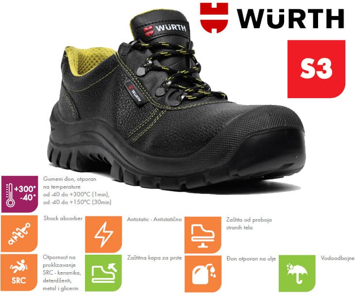 Wurth Bezbednosne cipele Rubber guard S3 plitke vel. 44