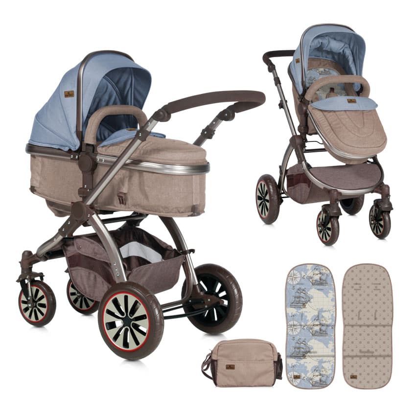 LORELLI Kolica za bebe AURORA set Beige and Blue Maps