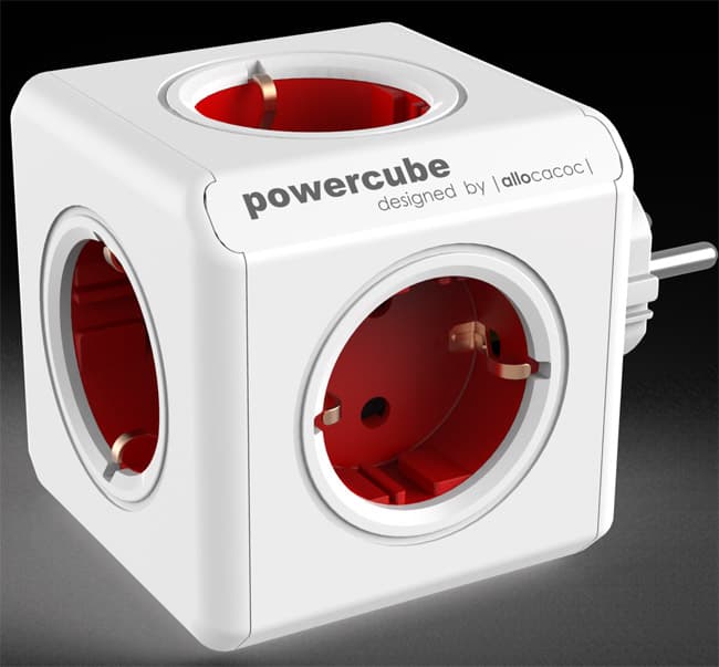 PowerCube Original produžni bez kabla 5 x šuko 16A/230V crvena