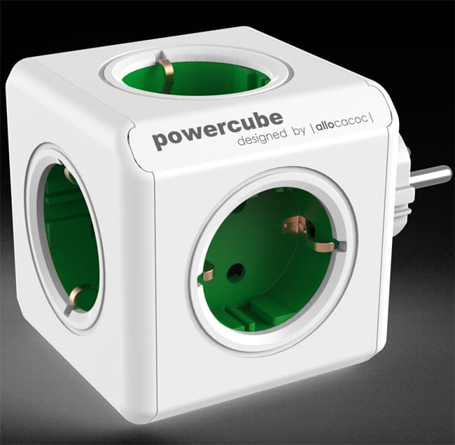 PowerCube produžni bez kabla 5 x šuko 16A/230V zelena