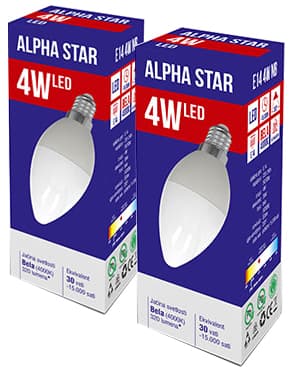 Alpha Star LED Sijalica E14 4W 4000K 2 komada 024002